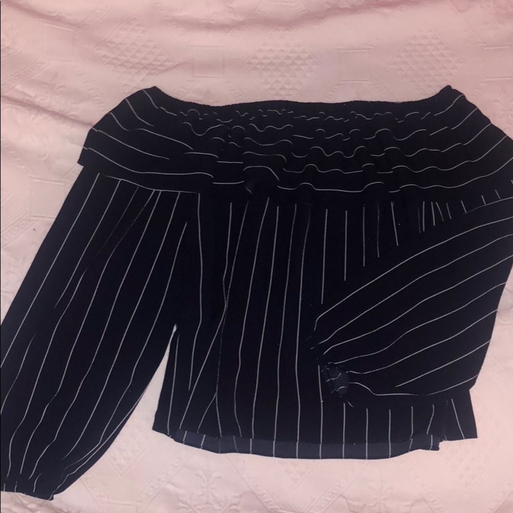 Stripped Navy off the shoulder Blouse